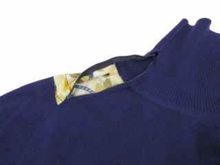 Authentic Hermes Vintage Turtleneck Sweater Silk Wool Navy Size 38 Us 6