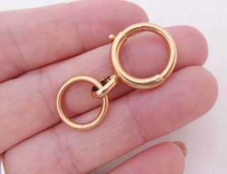 18ct Gold Split Ring Large Clasp,  Rare French Large 19th Century