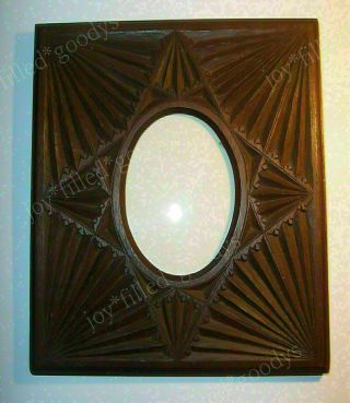 Wonderful Victorian Antique Geometric Folk Art Tramp Art Carved Wood Frame