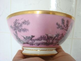 PARIS PORCELAIN VERY RARE CAEN FACTORY POMPADOUR GROUND LARGE BOWL & STAND C1795 10