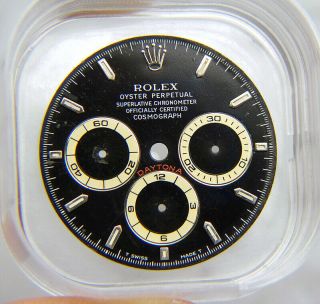 Rare Vintage Factory Rolex Daytona 16520 Black Cream Tritium Watch Dial