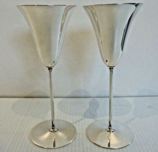 Elegant Tiffany & Co.  Sterling Tulip - Shaped Toasting Goblets / Wines