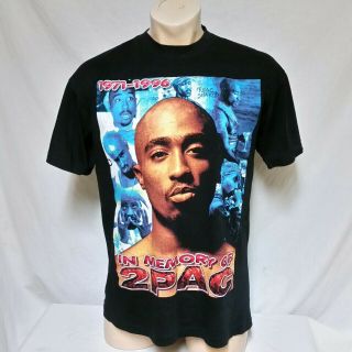 Vtg 90s Tupac Shakur Rap Tee T Shirt Memory Hip Hop Bay Club Single Stitch Xl