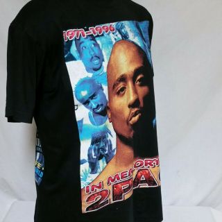 VTG 90s Tupac Shakur Rap Tee T Shirt Memory Hip Hop Bay Club Single Stitch XL 9