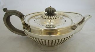 Antique Victorian Sterling Silver Fluted Teapot,  1877,  452 Grams