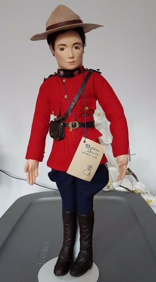 Vintage Madeline Saucier Royal Canadian Mountie Police Felt Art Doll 20 " Canada