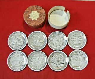 Set 8 Vintage Fornasetti Mitologia Coasters For Bonwit Teller Italy Box