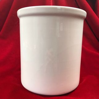 Vintage White HALL Pottery Crock 302 Heavy Kitchen Utensil Holder 7 