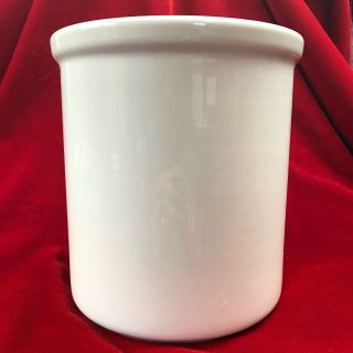 Vintage White HALL Pottery Crock 302 Heavy Kitchen Utensil Holder 7 