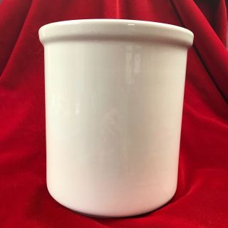 Vintage White HALL Pottery Crock 302 Heavy Kitchen Utensil Holder 7 