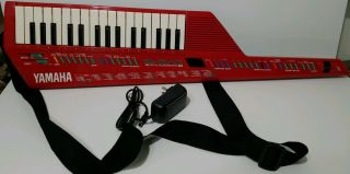 Vintage Red Yamaha Shs - 10 Keytar Fm Digital Keyboard With Midi W/strap