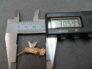 Vtg 14K Solid Y.  Gold Hummingbird Brooch Pin with Ruby Eye Pearl Wins 3.  17 Gram 8