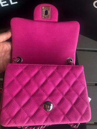 Authentic Rare Chanel Matte Caviar Bright Pink Mini Square Flap Bag $4,  995.  00 5