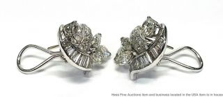 Approx 5.  35ctw Fine Diamond Platinum Vintage 1950s Cluster Earrings 4 GIA Certs 6
