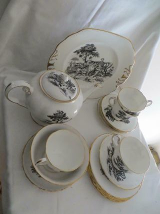Royal Chelsea Transfer Ware Vintage Tea Party Tea Set For 4 Euc