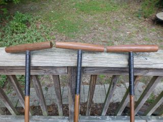 (1 - 2 Or 3) Vintage Polo Mallets 59 1/4 " Wood Shaft 9 3/4 " Head Leather Wrapped