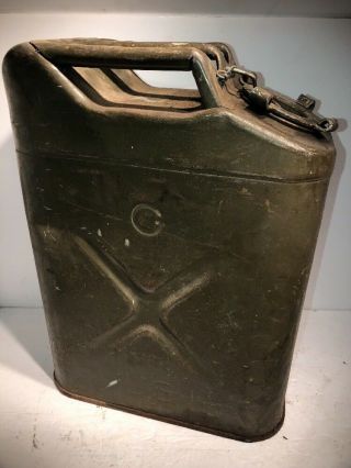 Military Us Metal Jerry Jeep Gas Can Rheem 1952 Large Vintage Green