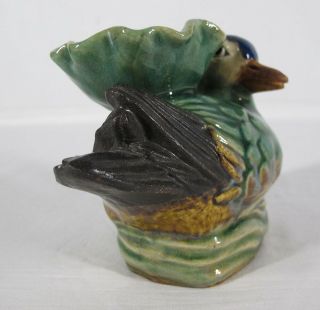 Republican Shiwan Shekwan Pottery Stoneware Duck Lotus Vase Sancai Signed yqz 5