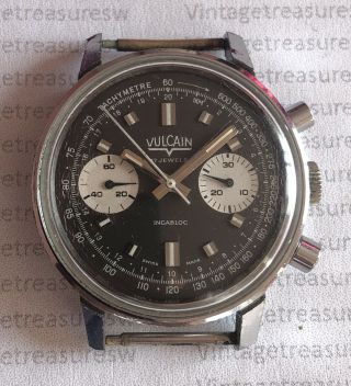 Vintage Vulcain Chronograph Valjoux 7733 Brown Color Dial Triple Signed.  1407