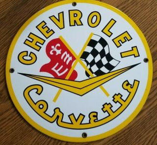 Vintage 50s Chevrolet Corvette Porcelain Metal Dealer Service Shop Sign