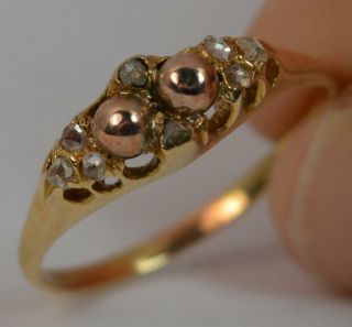 Victorian 18ct Rose Gold And Rose Cut Diamond Stack Ring T0338