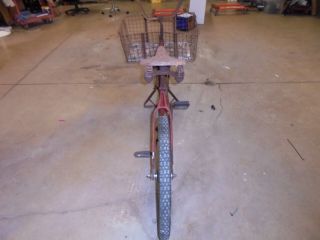 OLD VINTAGE SCHWINN CYCLE TRUCK WITH STAND AND LARGE FRONT BASKET 5