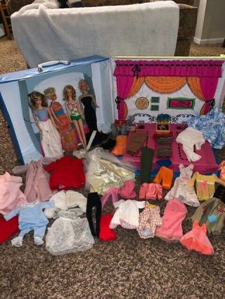 Vintage Barbie and Stacey Sleep ' n Keep case w/ 4 dolls,  clothes,  & accessories 2