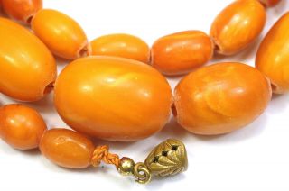 Antique Butterscotch Egg Yolk Amber Beads Necklace 20 ins 21.  7g 3