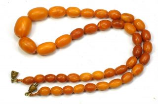 Antique Butterscotch Egg Yolk Amber Beads Necklace 20 ins 21.  7g 6