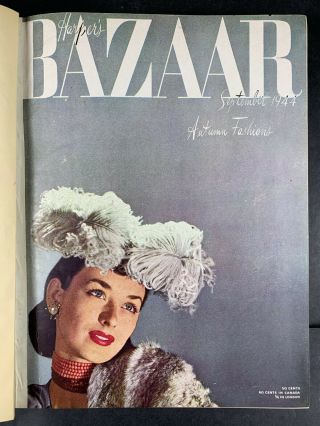 4 Vintage 1944 Sept - Dec Bound Harper ' s Bazaar Women ' s Fashion Magazines 2