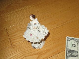 Vintage Ballerina Figurine Germany Lace Dress Hand Painted (R240) 5