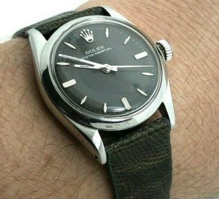 Rare Rolex Oyster Perpetual Automatic 6548 Black Dial Mid Size Steel.