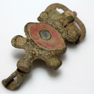 SCARCE ROMAN BRONZE & ENAMEL EYE FIBULA BROOCH CIRCA 200 - 300 AD 2