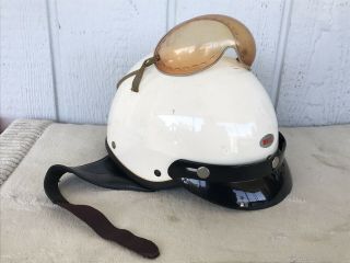Vtg 60s Bell Toptex Motorcycle Half Shell Dome Riding Helmet Sz - 7 1/4 W Goggles