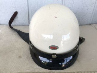 VTG 60s BELL TOPTEX MOTORCYCLE HALF SHELL DOME RIDING HELMET SZ - 7 1/4 w Goggles 3