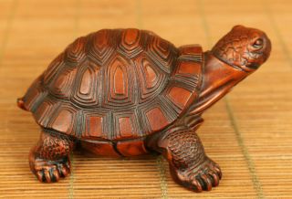 Antiques Old Boxwood Tortoise Statue Figue Netsuke Table Home Decoration Gift