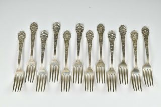 Set Of Twelve 19th Century Gorham Sterling Silver Forks In Old Medici Pattern