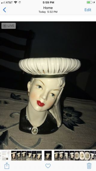 EXTREMELY RARE TEEN HEAD VASE.  7”TALL.  A REAL BEAUTY 9