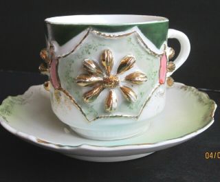 Antique Porcelain Mustache Cup & Saucer