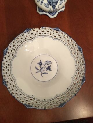 Rare Royal Copenhagen Blue Full Lace Dish With Cherubs 10