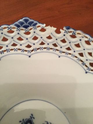 Rare Royal Copenhagen Blue Full Lace Dish With Cherubs 6