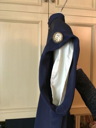 Vintage Chanel Silk Blouse Navy Tuxedo Front Short Sleeve 7