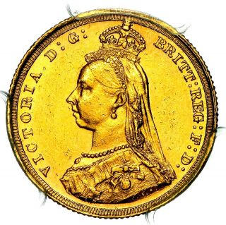 Very Rare 1887 S Victoria Australia Sydney Gold Sovereign Pcgs Au58