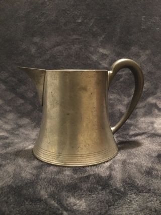 19th Century Antique American Incised Pewter Syrup Milk Pitcher Cup
