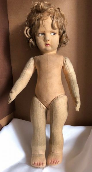 1920s/30s Antique Pouty Face Lenci Felt/cloth Articulated Doll 16.  5 "