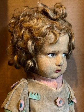 1920s/30s Antique Pouty Face Lenci Felt/Cloth Articulated Doll 16.  5 