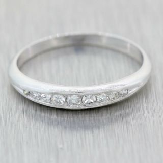 1920s Antique Art Deco Estate Platinum.  15ctw Diamond 2mm Wedding Band Ring A9