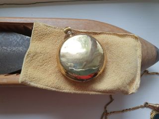 J W Benson London Half Hunter 18k Gold Pocket Watch & Chains 2