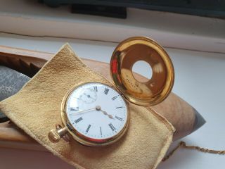 J W Benson London Half Hunter 18k Gold Pocket Watch & Chains 5