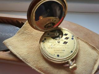 J W Benson London Half Hunter 18k Gold Pocket Watch & Chains 8